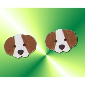 Adorable Brown White Beagle DOG Stud Earrings